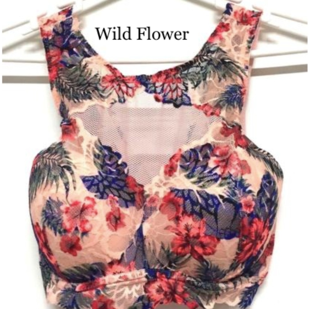 VS Pink Hi Neck Lace Bralette Size S (AA-C)